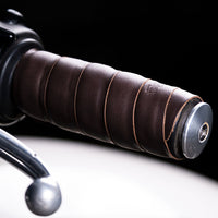 Trip Machine, leather handlebar grip wraps - Dark Brown